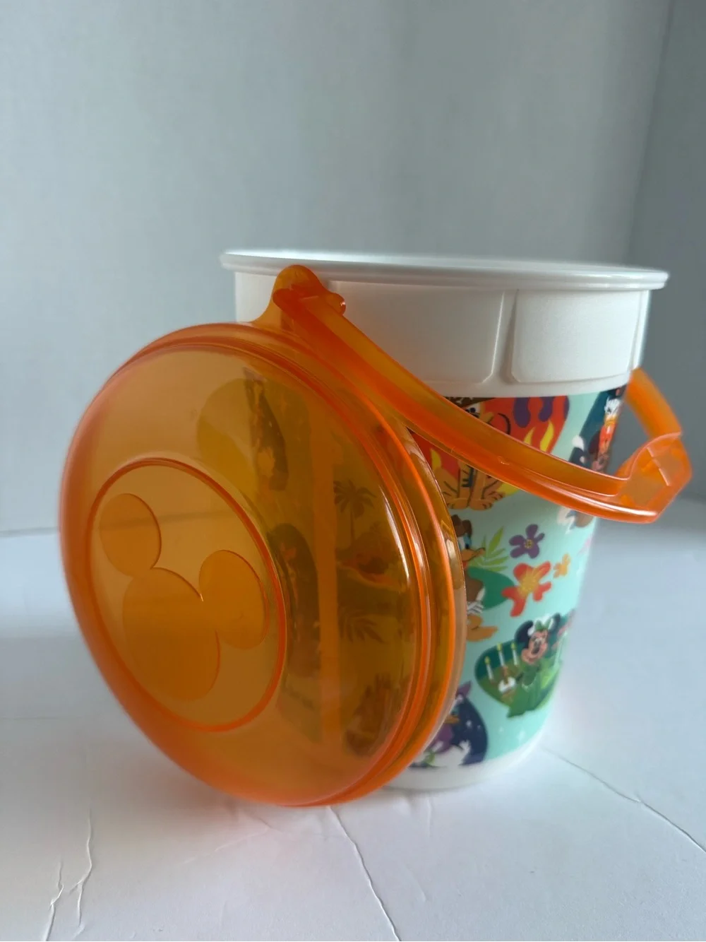 Disney Parks Character Popcorn Bucket Orange Lid Retro Attractions and Rides